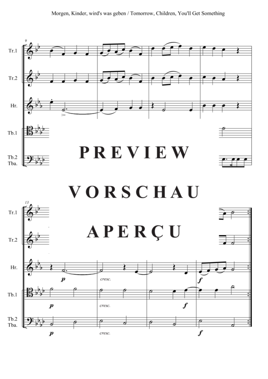 Produktgalerie: Seite 3 von 3 Morgen, Kinder, wird´s was geben , , (Blechbläserquintett)