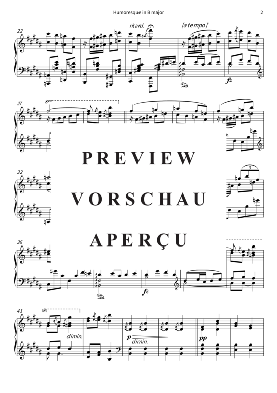 Produktgalerie: Seite 5 von 7 Humoresque in B major - Op. 101 No. 6, Poco allegretto , , Klavier Solo