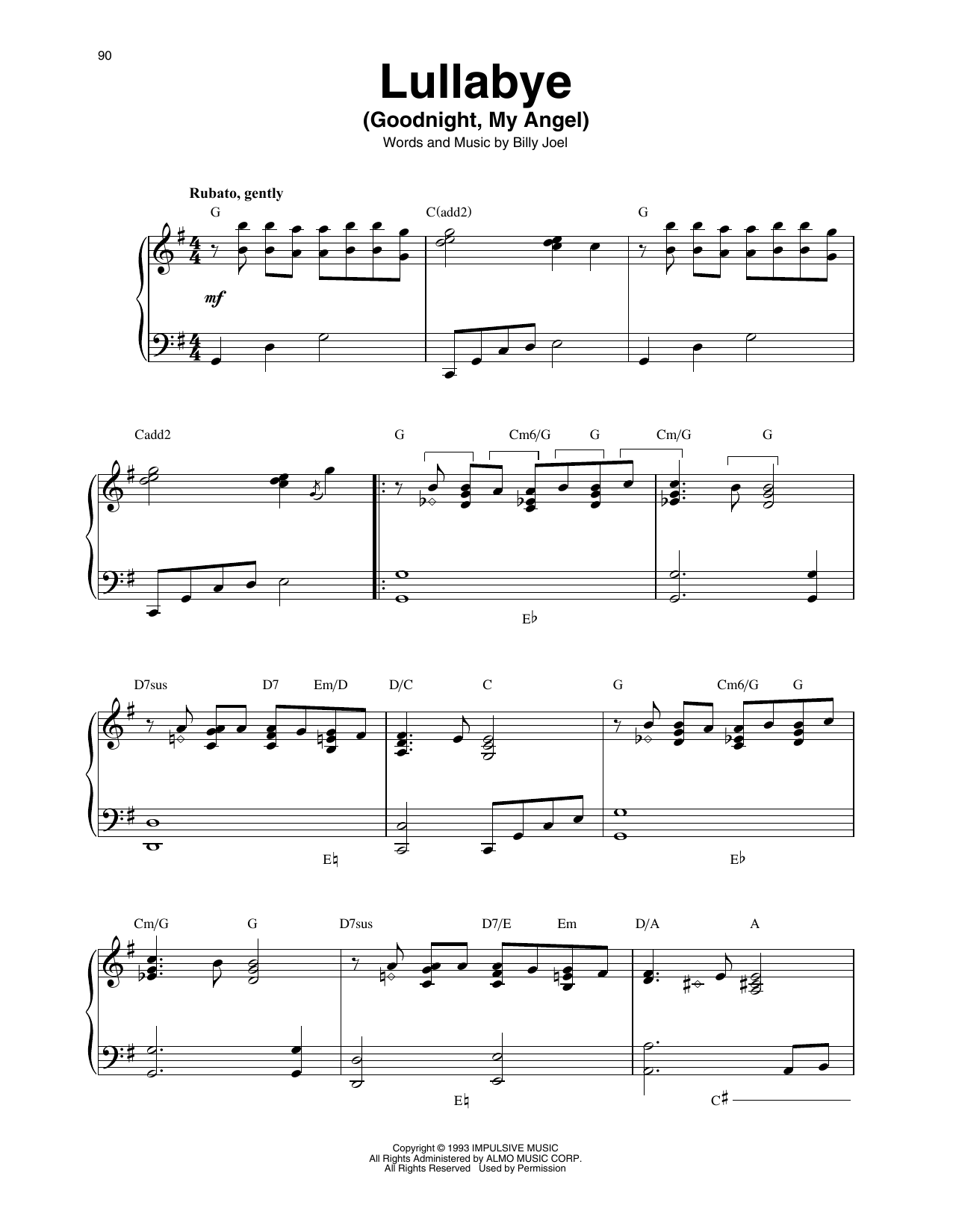 Produktgalerie: Seite 1 von 1 Lullabye (Goodnight, My Angel), Billy Joel, Harfe