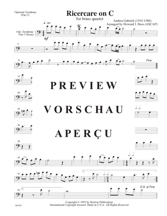 Produktgalerie: Seite 11 von 12 Ricercare on C , , (Blechbläserquartett T T H/P P)