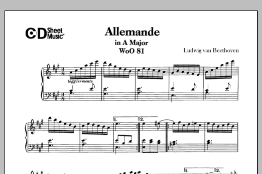 Produktbild zu:  Allemande In A Major, Woo 81 - Ludwig van Beethoven