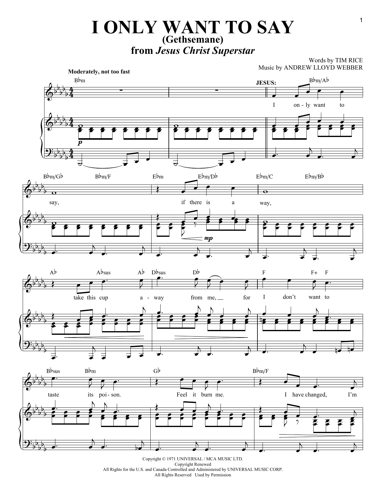 Produktbild zu: I Only Want To Say (Gethsemane) (from Jesus Christ Superstar)
