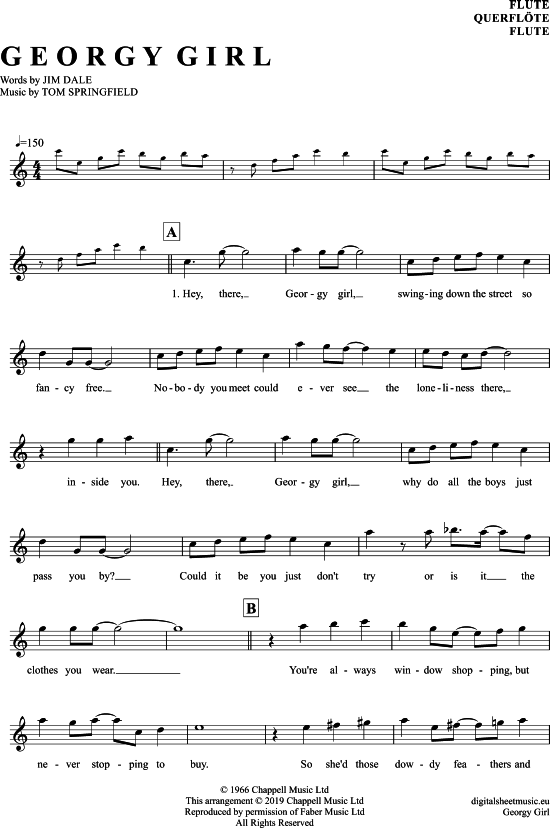 Produktgalerie: Seite 1 von 4 Georgy Girl , Seekers, The, (Querflöte)