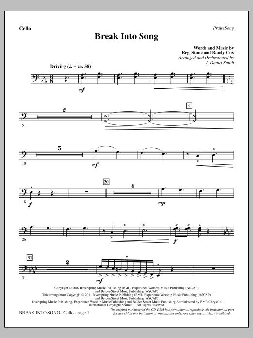 Produktgalerie: Seite 1 von 1 Break Into Song - Cello, J. Daniel Smith, Chor
