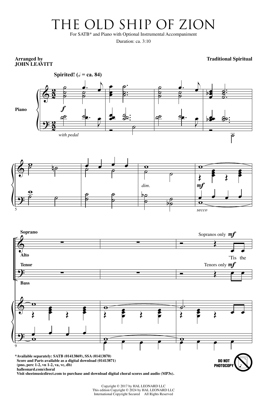 Product picture to: The Old Ship Of Zion (arr. John Leavitt)