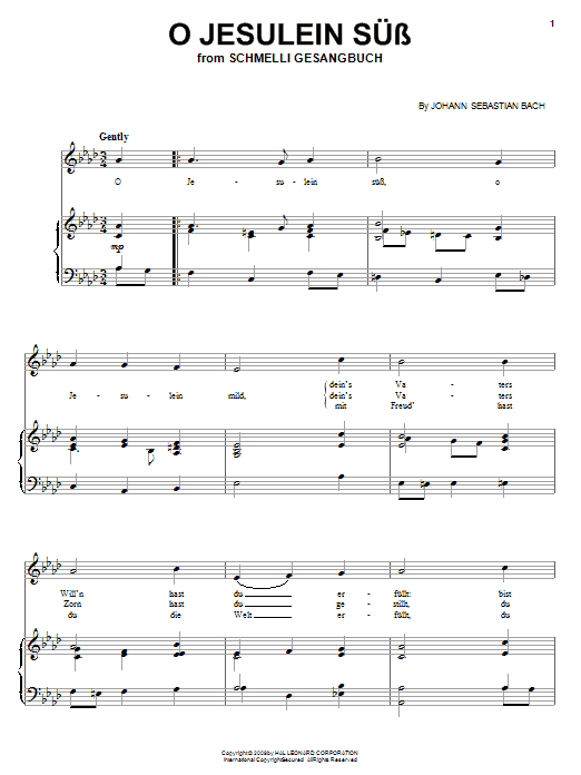 Produktgalerie: Seite 1 von 1 O Jesulein Suss, Johann Sebastian Bach, Gesang, Gitarre, Klavier