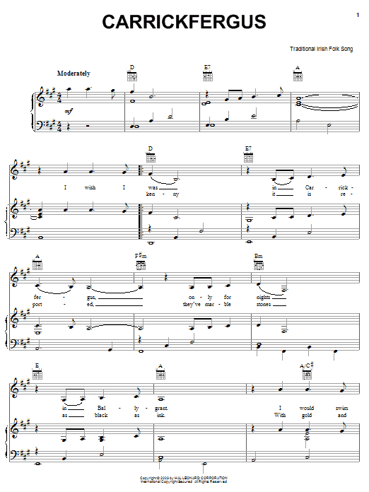 Produktgalerie: Seite 1 von 1 Carrickfergus, Irish Folksong, Gesang, Gitarre, Klavier