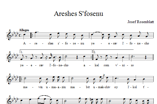 Product gallery: Page 1 of 1 Areshes S'fosenu, Yossele Rosenblatt