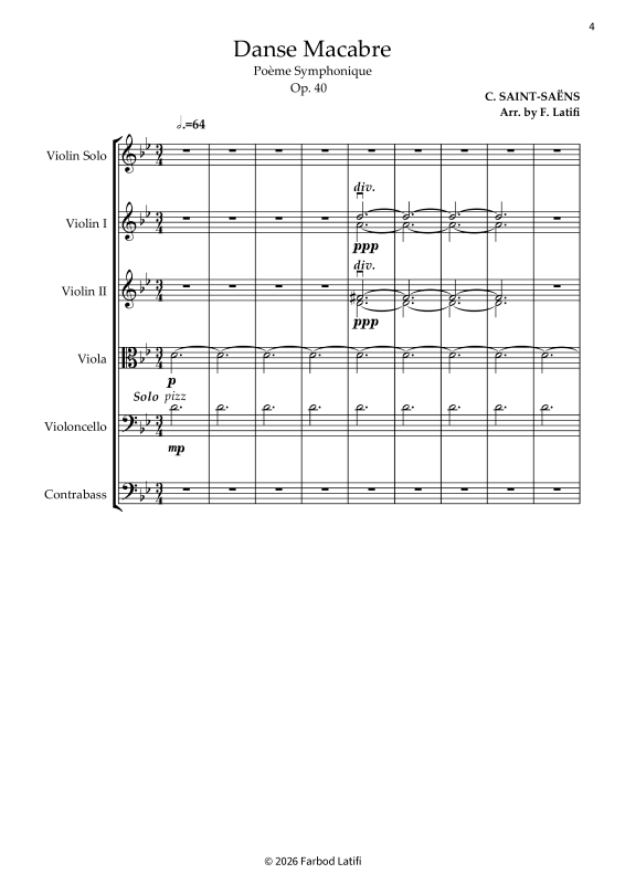 Product gallery: Page 1 of 11 Danse macabre, Op. 40 - For advanced youth and amateur orchestras, , Solo Violin and String Orchestra