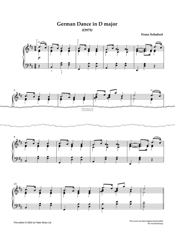 Produktgalerie: Seite 1 von 1 German Dance in D Major, D975, Franz Schubert, Klavier