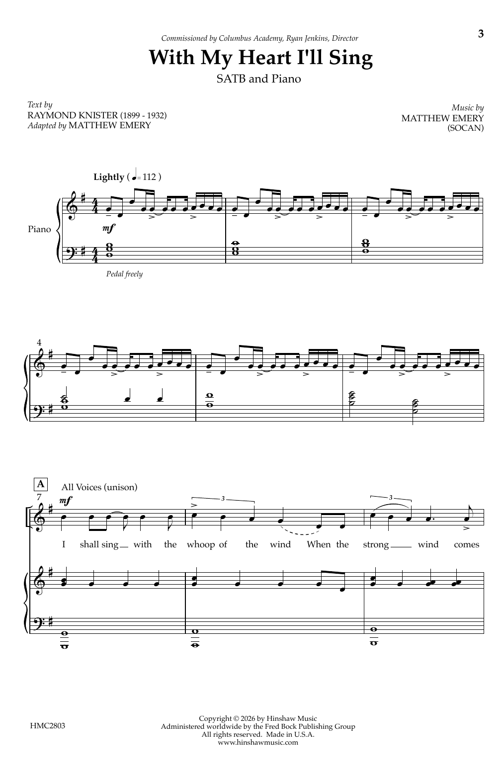 Produktgalerie: Seite 1 von 1 With My Heart I'll Sing, Matthew Emery, Chor