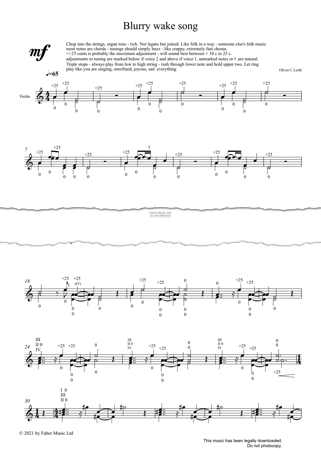 Produktgalerie: Seite 1 von 1 Blurry wake song, Oliver Leith, Violine