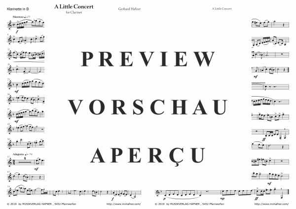 Product gallery: Page 11 of 11 A Little Concert, , (clarinet in Bb and piano)