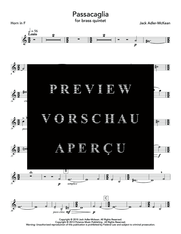Produktgalerie: Seite 10 von 11 Passacaglia, , (Blechbläser Quintett)