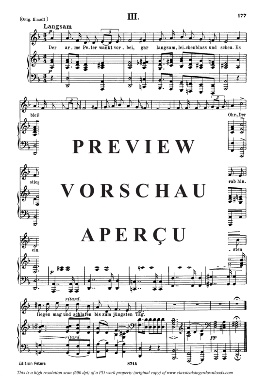 Product gallery: Page 5 of 5 Der arme Peter, Op.53 No.3, , Medium Voice and Piano