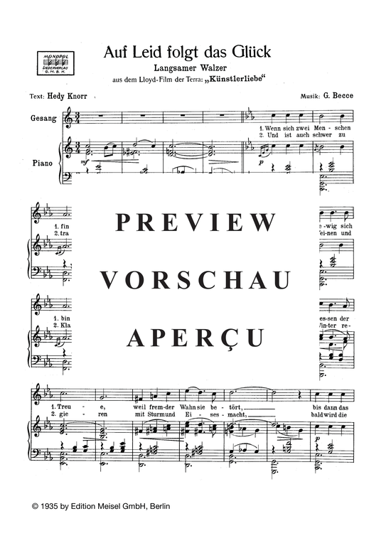 Produktgalerie: Seite 4 von 4 Auf Leid folgt das Glück, 	, Klavier und Gesang