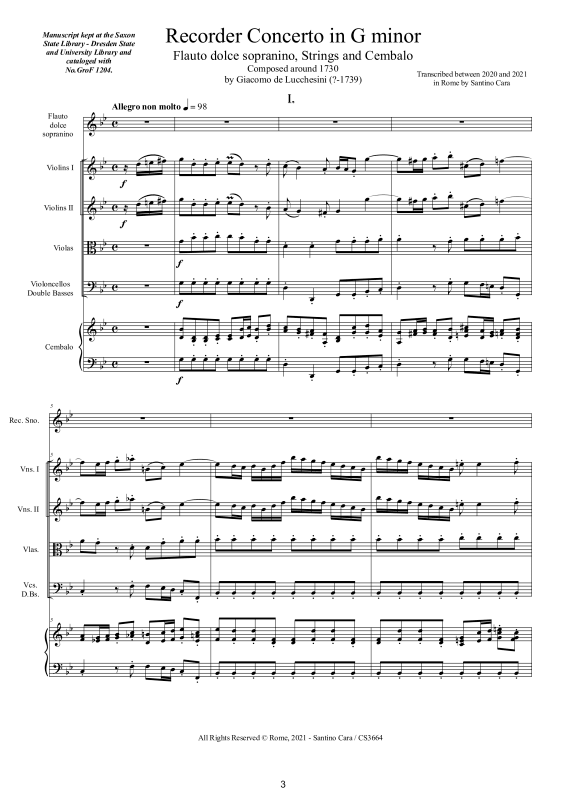 Produktbild zu: Recorder Concerto in G minorGiacomo de Lucchesini
