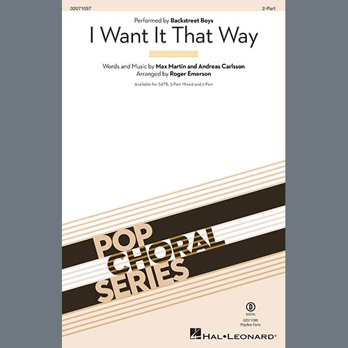 Produktbild zu: I Want It That Way (arr. Roger Emerson)