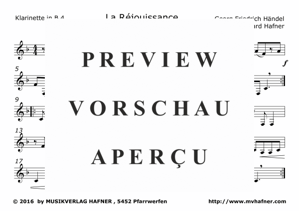Product gallery: Page 9 of 10 Feuerwerksmusik - La Réjouissance, , (Clarinet Quintet)