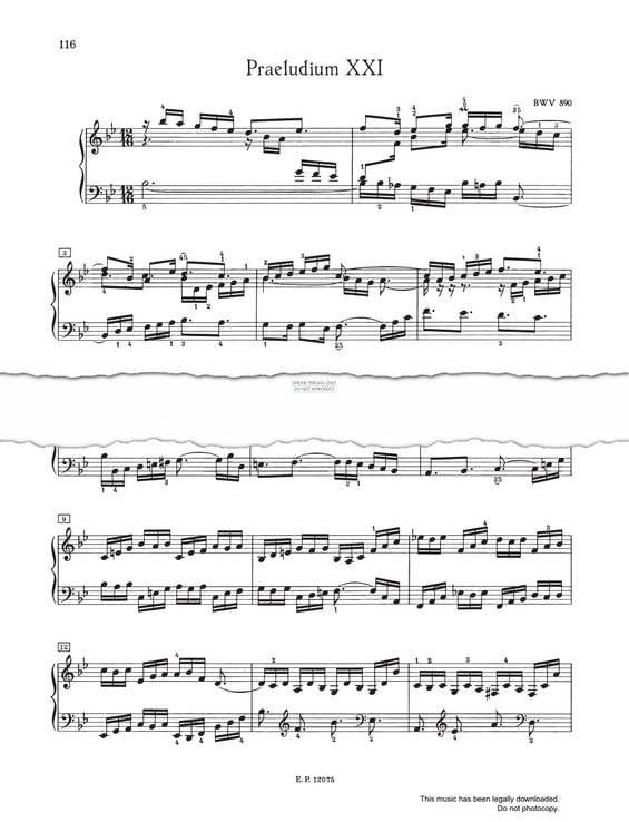 Produktbild zu: Prelude And Fugue No.21 in Bb major, BWV 890 (from 'The Well-Tempered Klavier Book II')