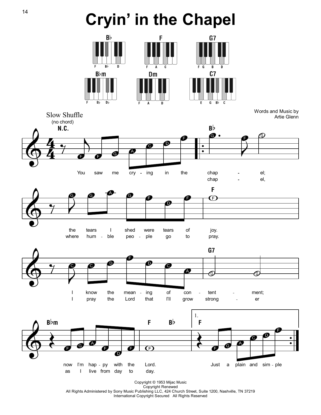 Produktgalerie: Seite 1 von 1 Cryin' In The Chapel, Elvis Presley, Klavier
