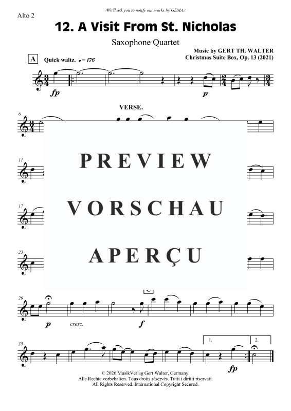 Produktgalerie: Seite 7 von 10 A Visit From St. Nicholas, , Saxophon Quartett S/A A T B/T