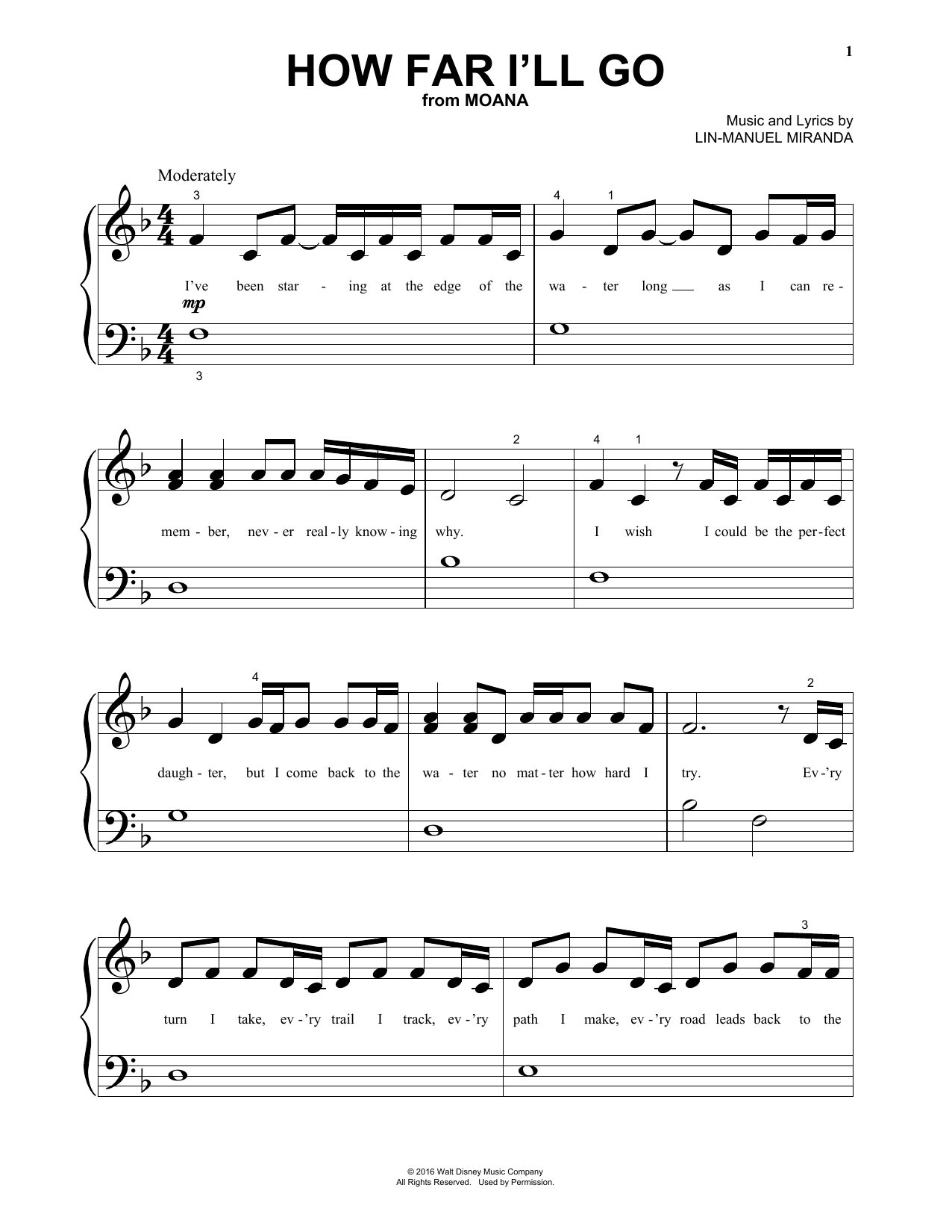 Produktgalerie: Seite 1 von 1 How Far I'll Go (from Moana), Lin-Manuel Miranda, Klavier