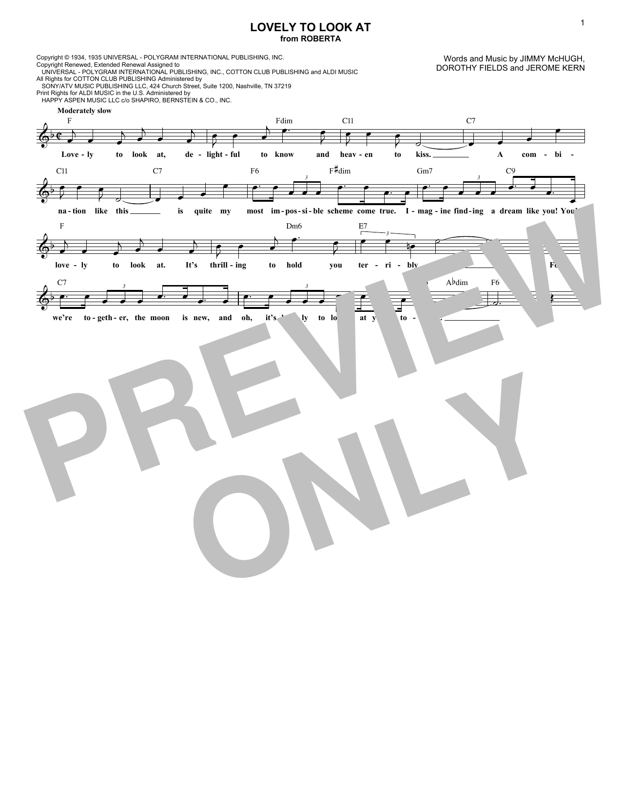 Product gallery: Page 1 of 1 Lovely To Look At, Jerome Kern