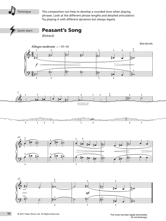 Produktgalerie: Seite 1 von 1 Peasant's Song, Bela Bartok, Klavier