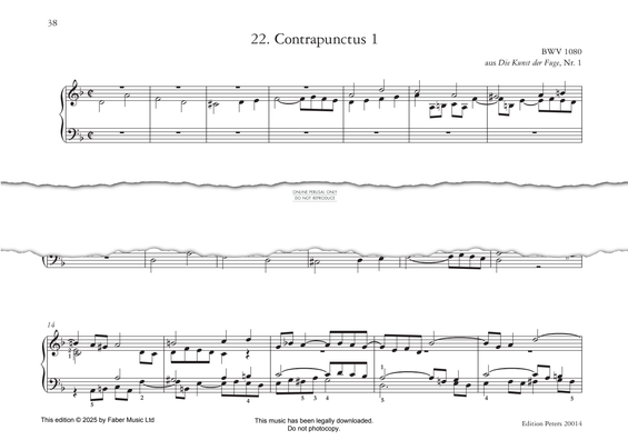 Produktgalerie: Seite 1 von 1 Contrapunctus 1 aus Kunst der Fuge, from The Art of Fugue, BWV 1080, Johann Sebastian Bach, Klavier