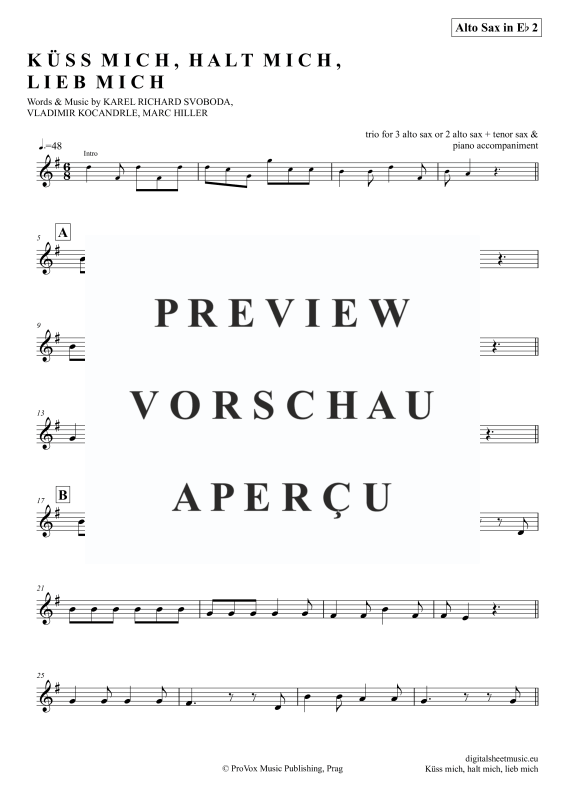 Produktgalerie: Seite 10 von 11 Küss Mich, Halt Mich, Lieb Mich, Egli, Beatrice, (Saxophon Trio AAA(T) + Klavier)