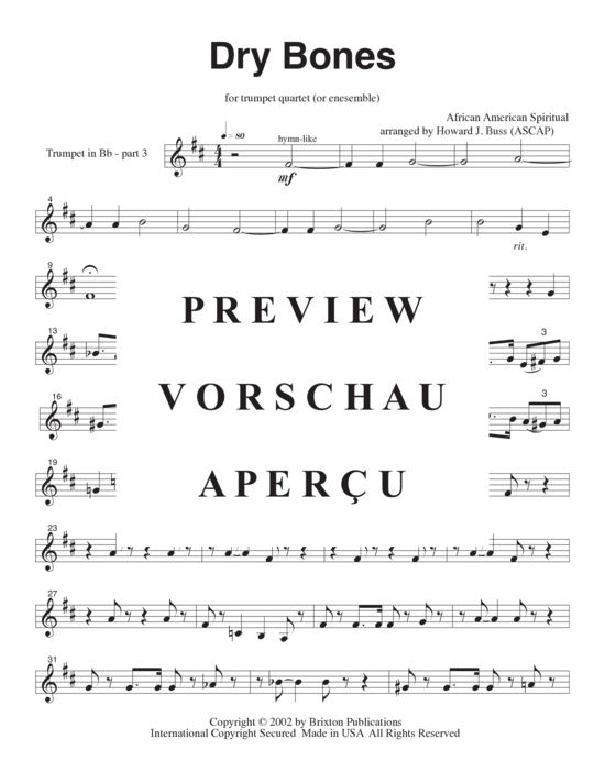 Produktgalerie: Seite 14 von 19 Dry Bones , , (3 Trompeten in B und 1 Basstrompete/Posaune)
