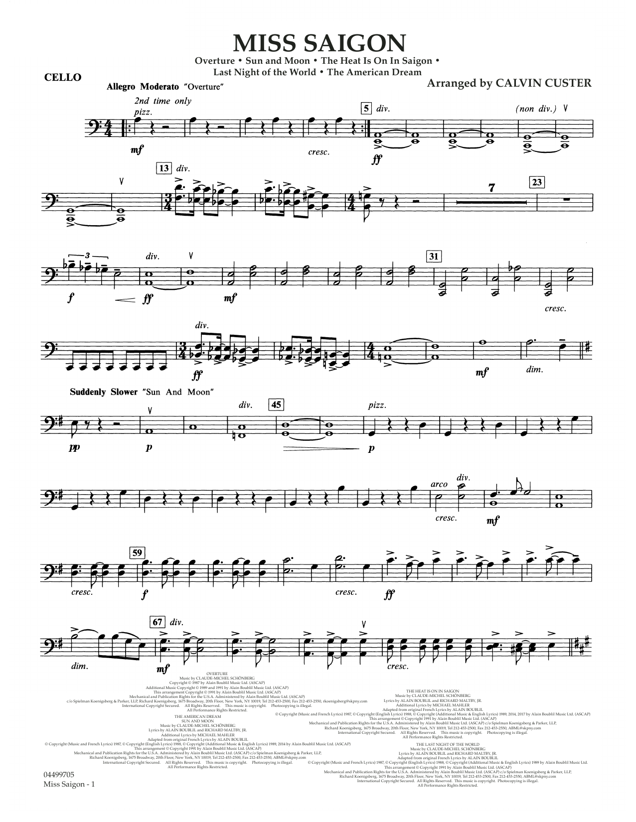 Produktbild zu: Miss Saigon (arr. Calvin Custer) - Cello