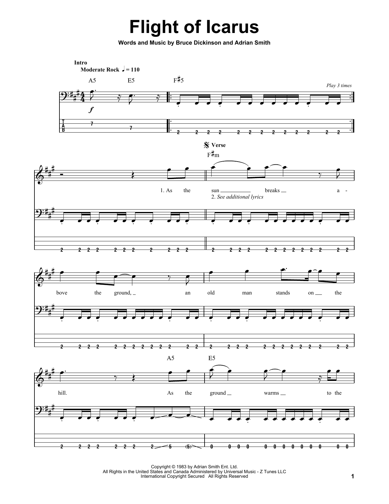 Produktgalerie: Seite 1 von 1 Flight Of Icarus, Iron Maiden, E-Bass