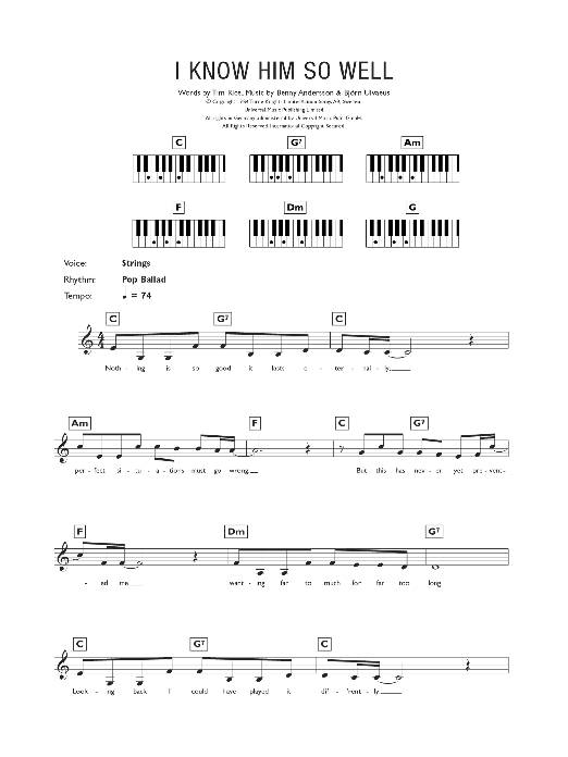 Produktgalerie: Seite 1 von 1 I Know Him So Well (from Chess), Benny Andersson, Tim Rice and Bjorn Ulvaeus, Klavier