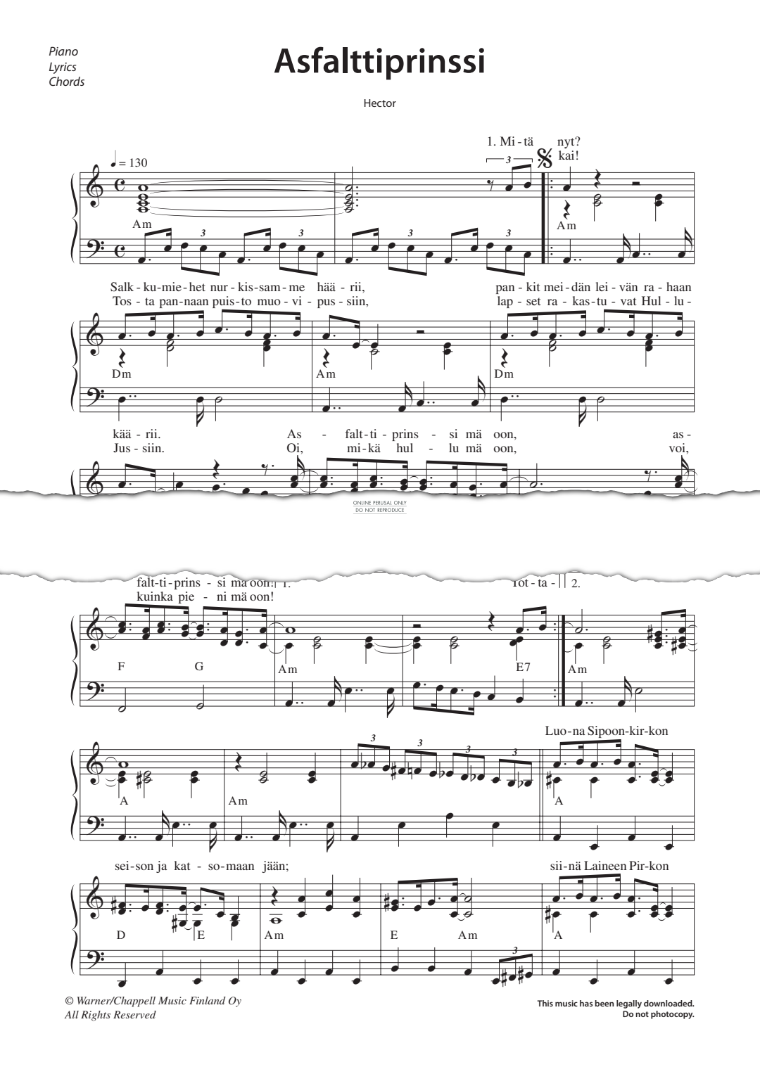 Produktgalerie: Seite 1 von 1 Asfalttiprinssi, , Gesang, Gitarre, Klavier