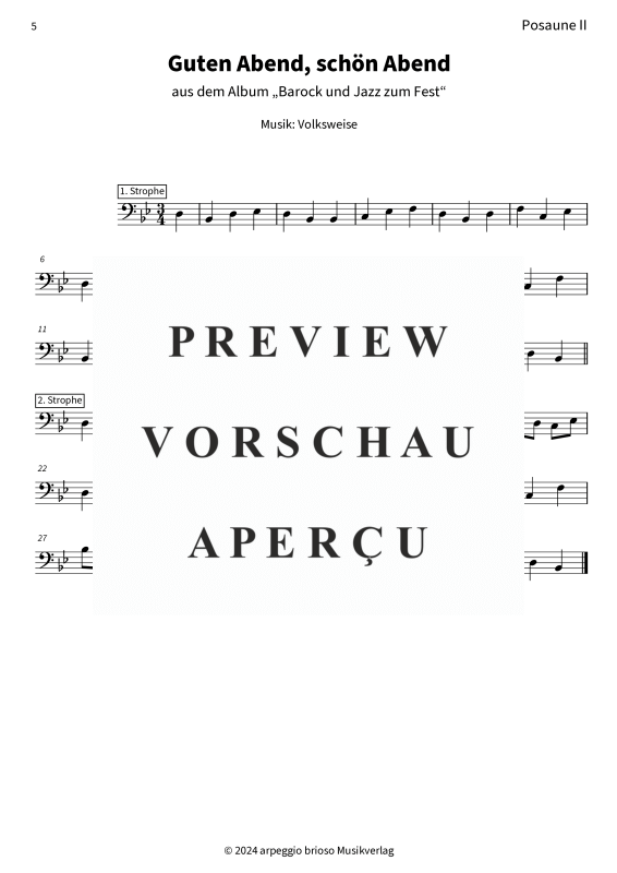 Product gallery: Page 7 of 7 Guten Abend, schön Abend - aus dem Album Barock und Jazz zum Fest, , (Duet 2x trombone)