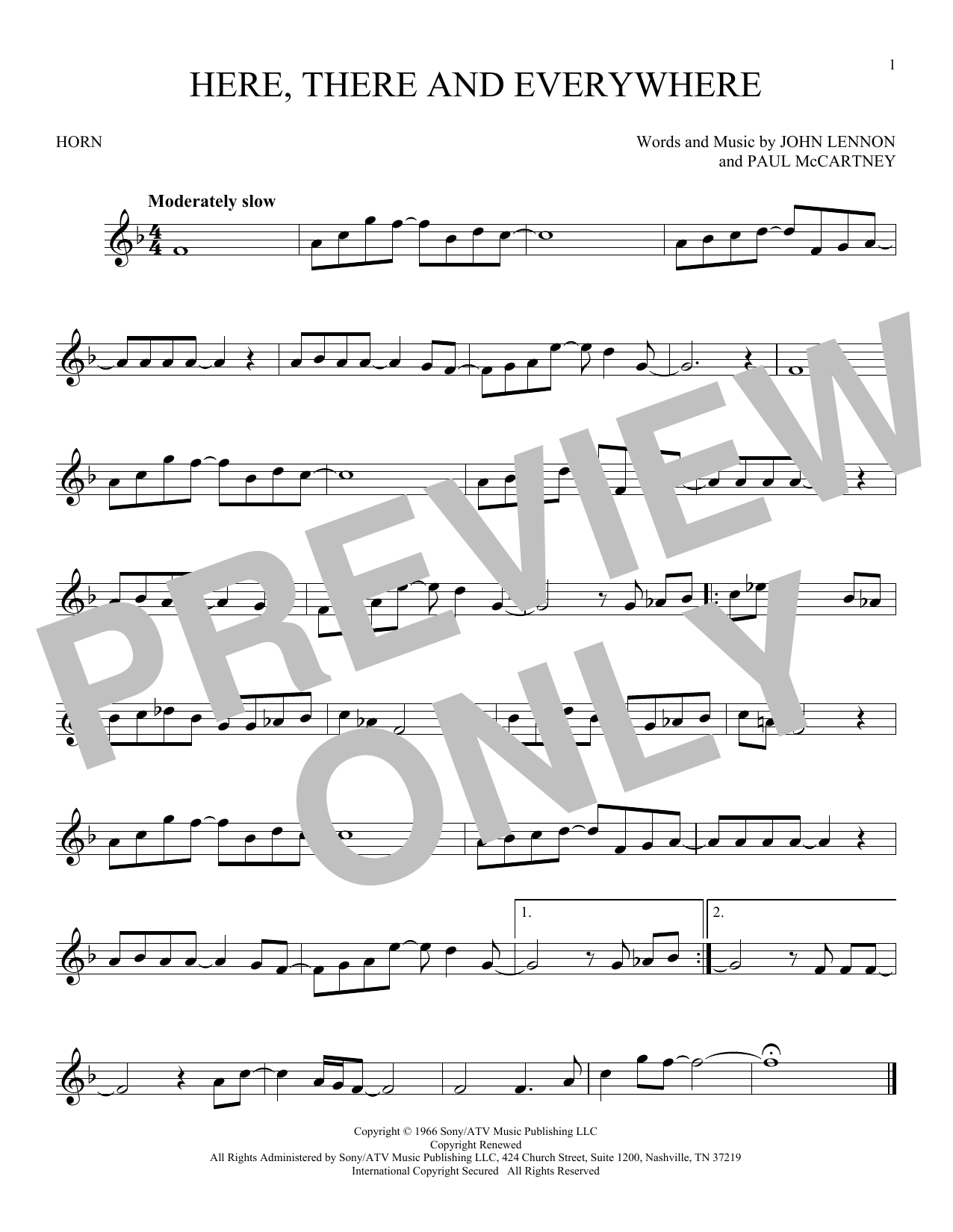 Produktgalerie: Seite 1 von 1 Here, There And Everywhere, The Beatles, Horn