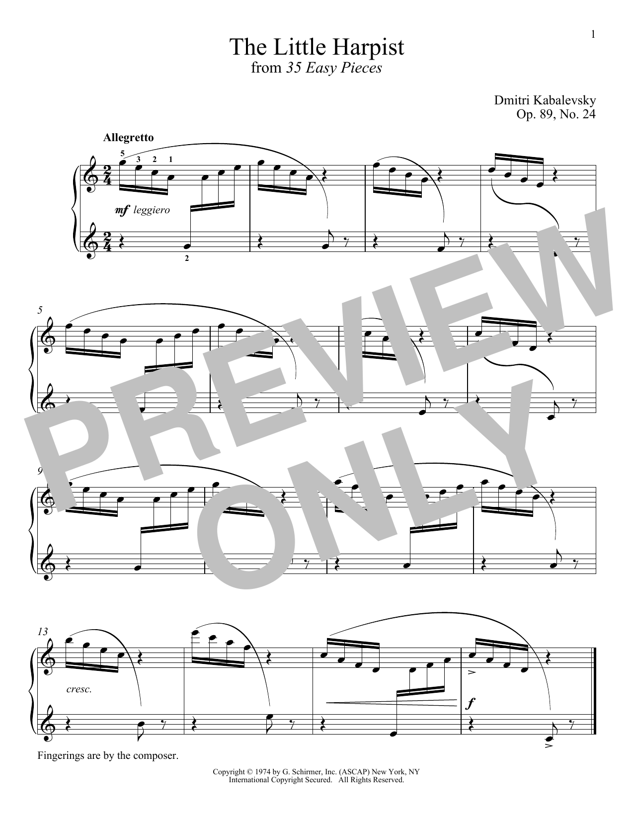 Product gallery: Page 1 of 1 The Little Harpist, Op. 89, No. 24, Dmitri Kabalevsky