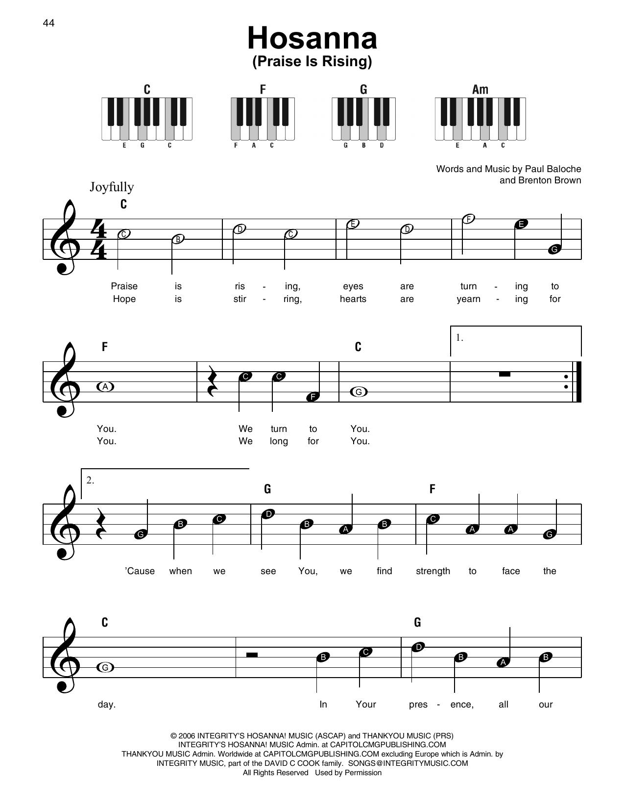 Produktgalerie: Seite 1 von 1 Hosanna (Praise Is Rising), Paul Baloche, Klavier