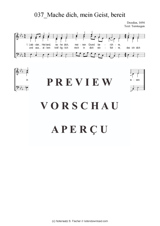 Produktbild zu: Mache dich, mein Geist, bereit Dresden, 1694 / Tersteegen