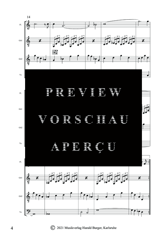 gallery: Wendeltreppe, , Gemischtes Ensemble für Flöte, 2 Gitarren und Cello - Partitur
