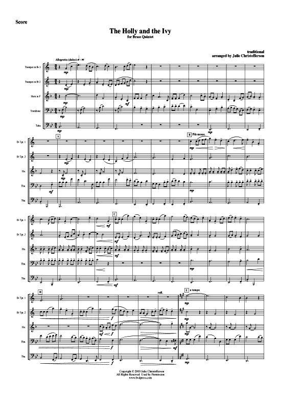 Produktbild zu: The Holly and the Ivy traditional (arr. Christofferso)