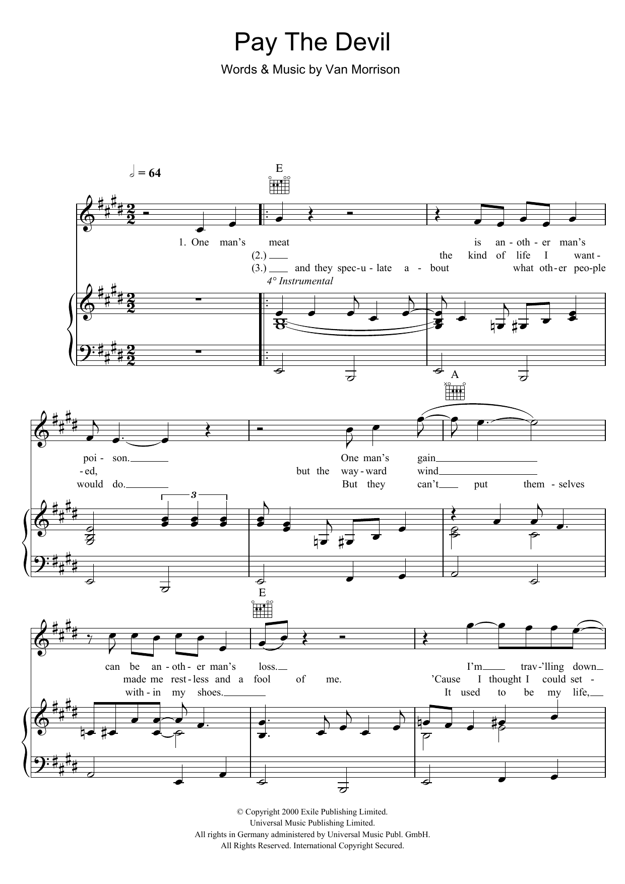 Produktgalerie: Seite 1 von 1 Pay The Devil, Van Morrison, Gesang, Gitarre, Klavier