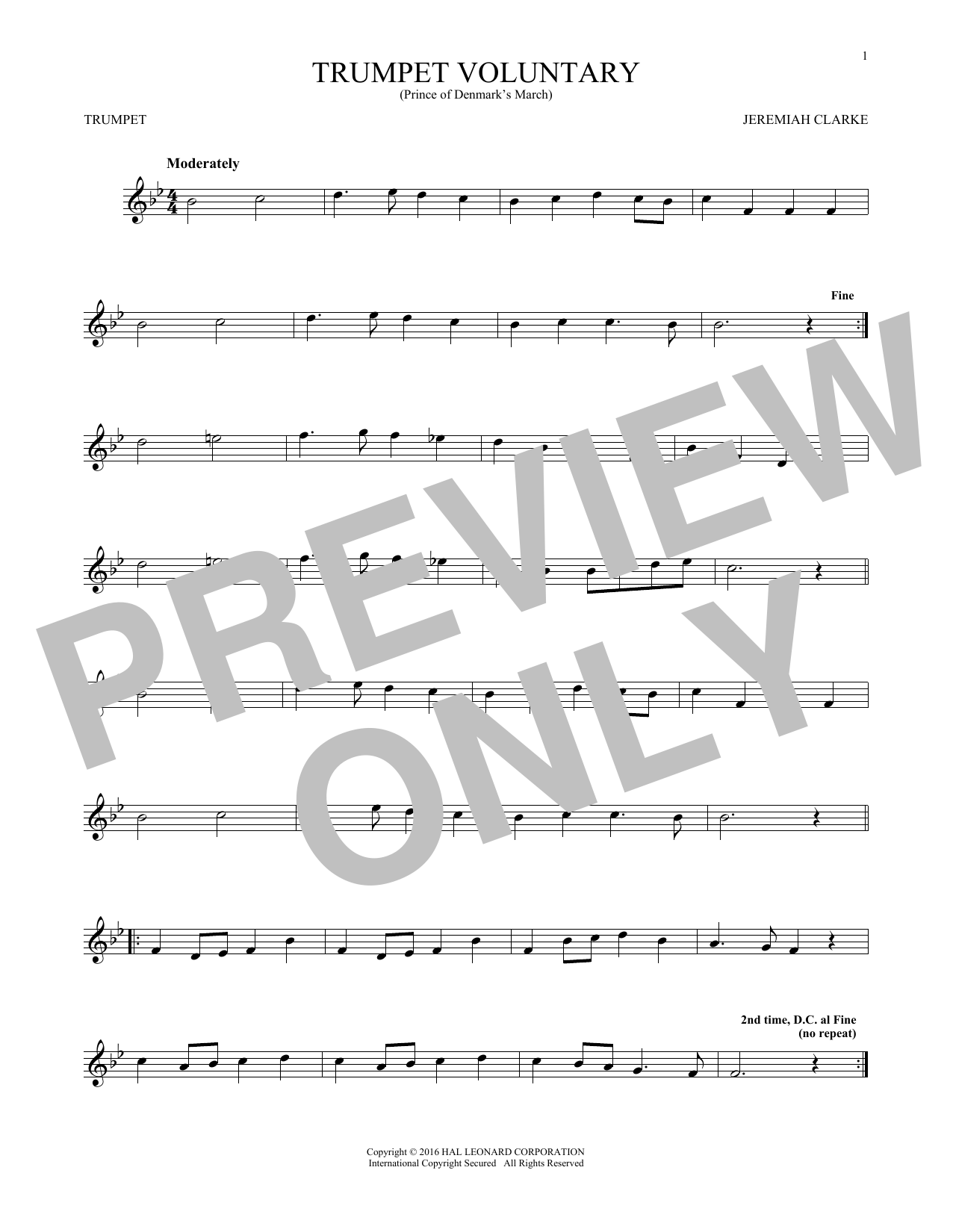 Produktgalerie: Seite 1 von 1 Trumpet Voluntary, Jeremiah Clarke, Trompete