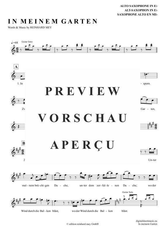 Produktgalerie: Seite 2 von 5 In Meinem Garten, Mey, Reinhard, Altsaxophon