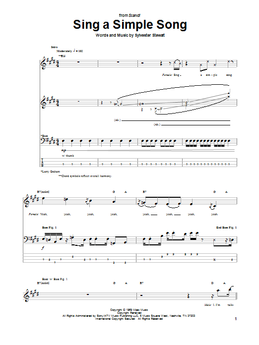 Produktgalerie: Seite 1 von 1 Sing A Simple Song, Sly & The Family Stone, E-Bass