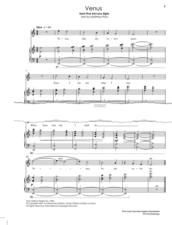 gallery: Venus (from 'Five Am'rous Sighs'), Jonathan Dove, Gesang, Klavier