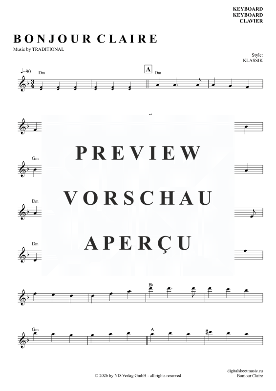 Product gallery: Page 2 of 4 Bonjour Claire, Traditional, (Keyboard)