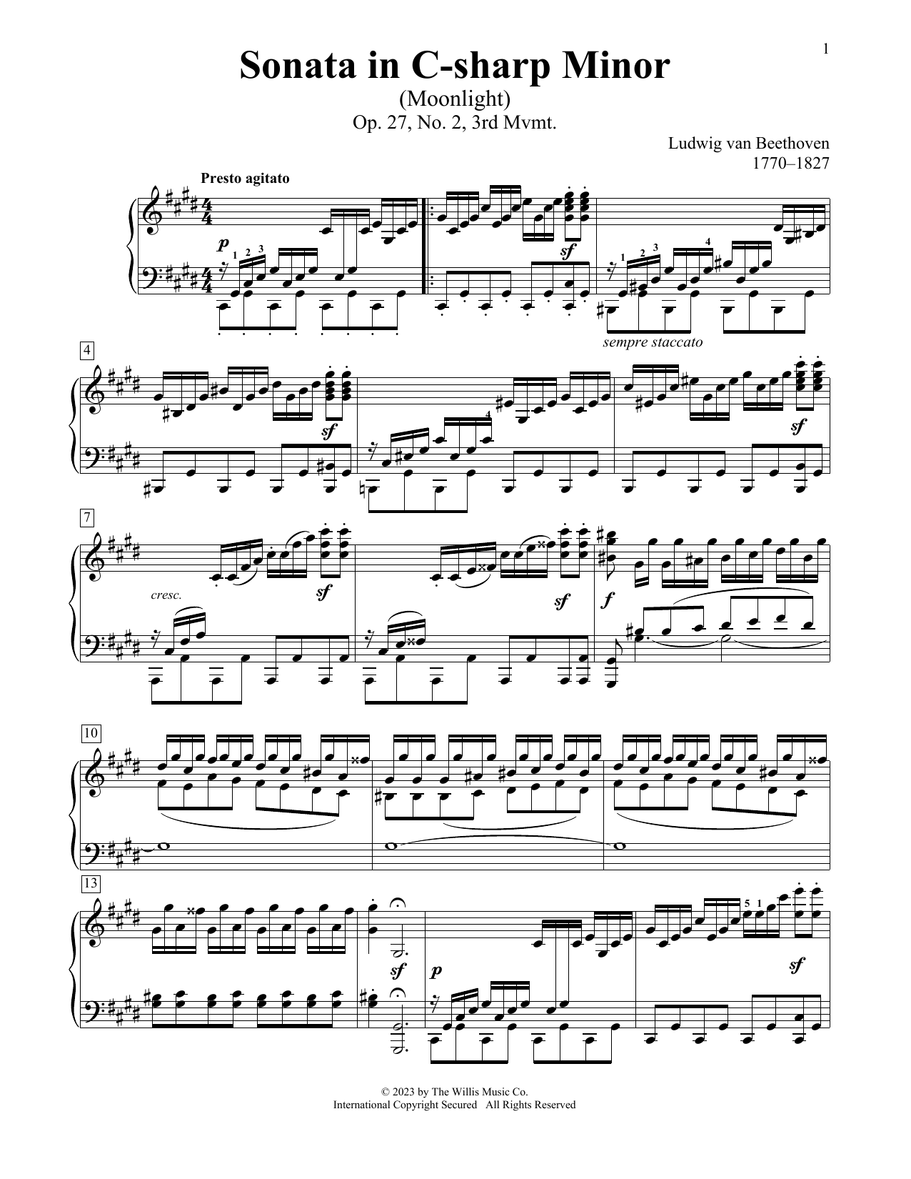 Product picture to: Sonata In C-Sharp Minor "Moonlight," Op. 27, No. 2, 3rd Mvmt